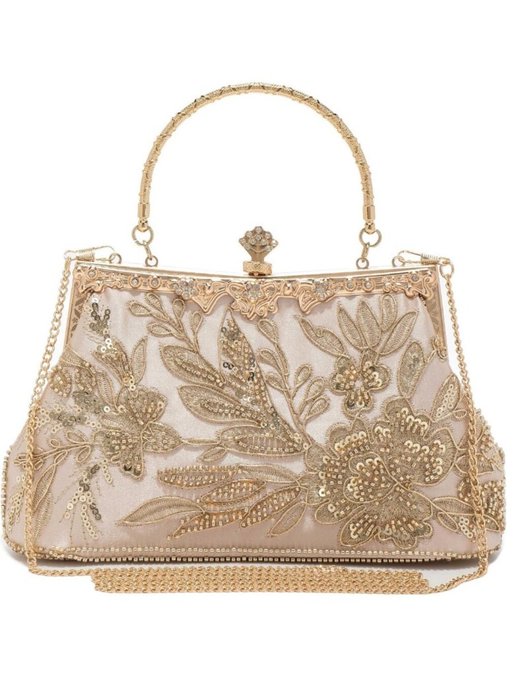 1920s Vintage Clutch Purse, Embroidered Sequin Evening Bag for Women